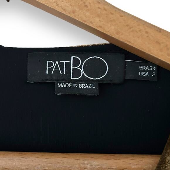 NWT PatBO Metallic Velvet Mini Dress V-Neck A-Line Gold Long Sleeve 2 Women’s - Picture 5 of 10